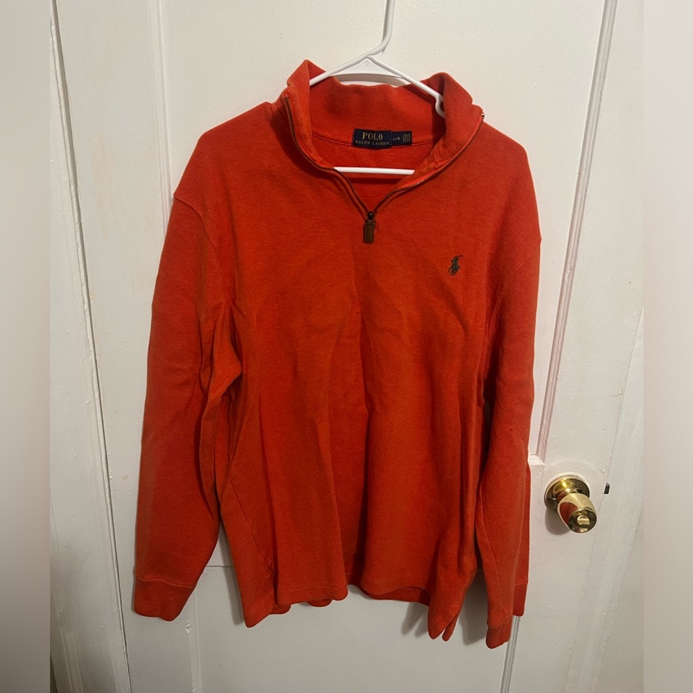Orange Polo Ralph Lauren 1/4 Zip Sweater Size Large